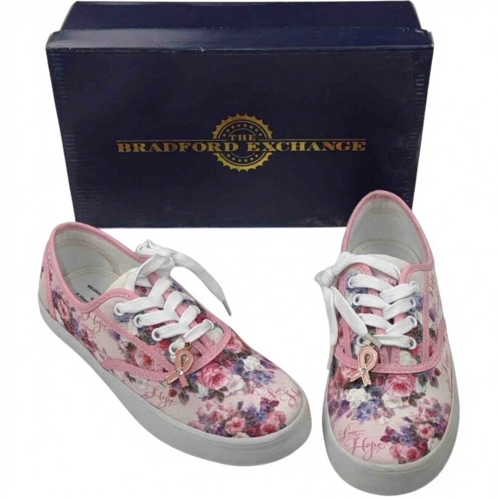 NEW Bradford Exchange Breast Cancer Awareness Shoes Women's 6.5 Lena Liu "Hope"